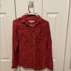 LOFT Vibrant Red Patterned Top